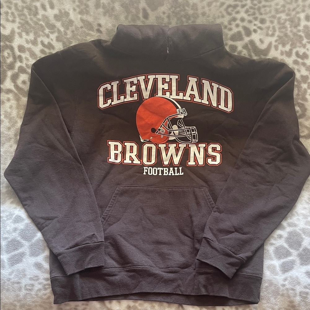 NFL TEAM | Cleveland Browns Men's Sweatshirt Brown and Orange Logo Size Medium